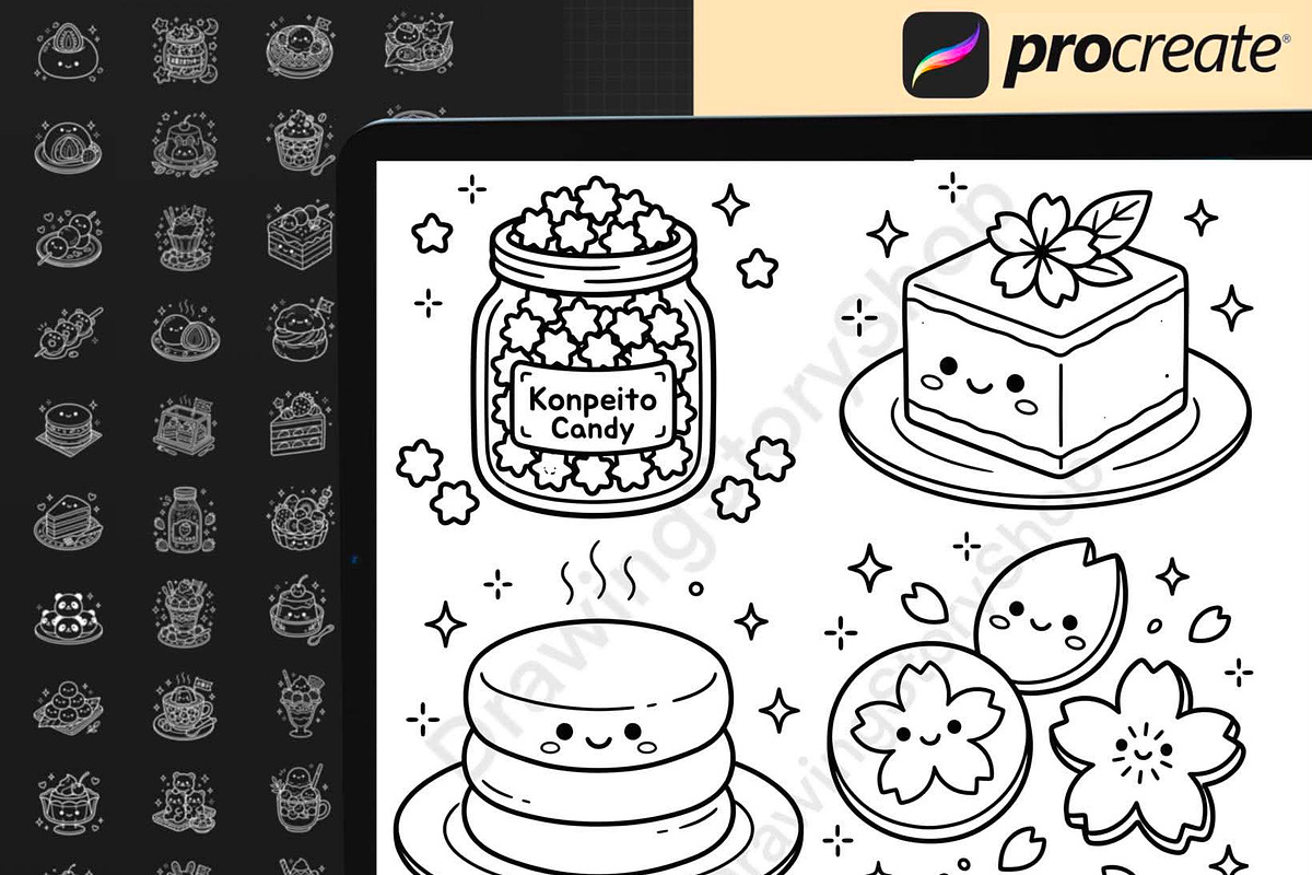 140 Sweets & Food Procreate Stamps, a Brush Add-On by DrawingStoryShop (Photo 3 of 6)