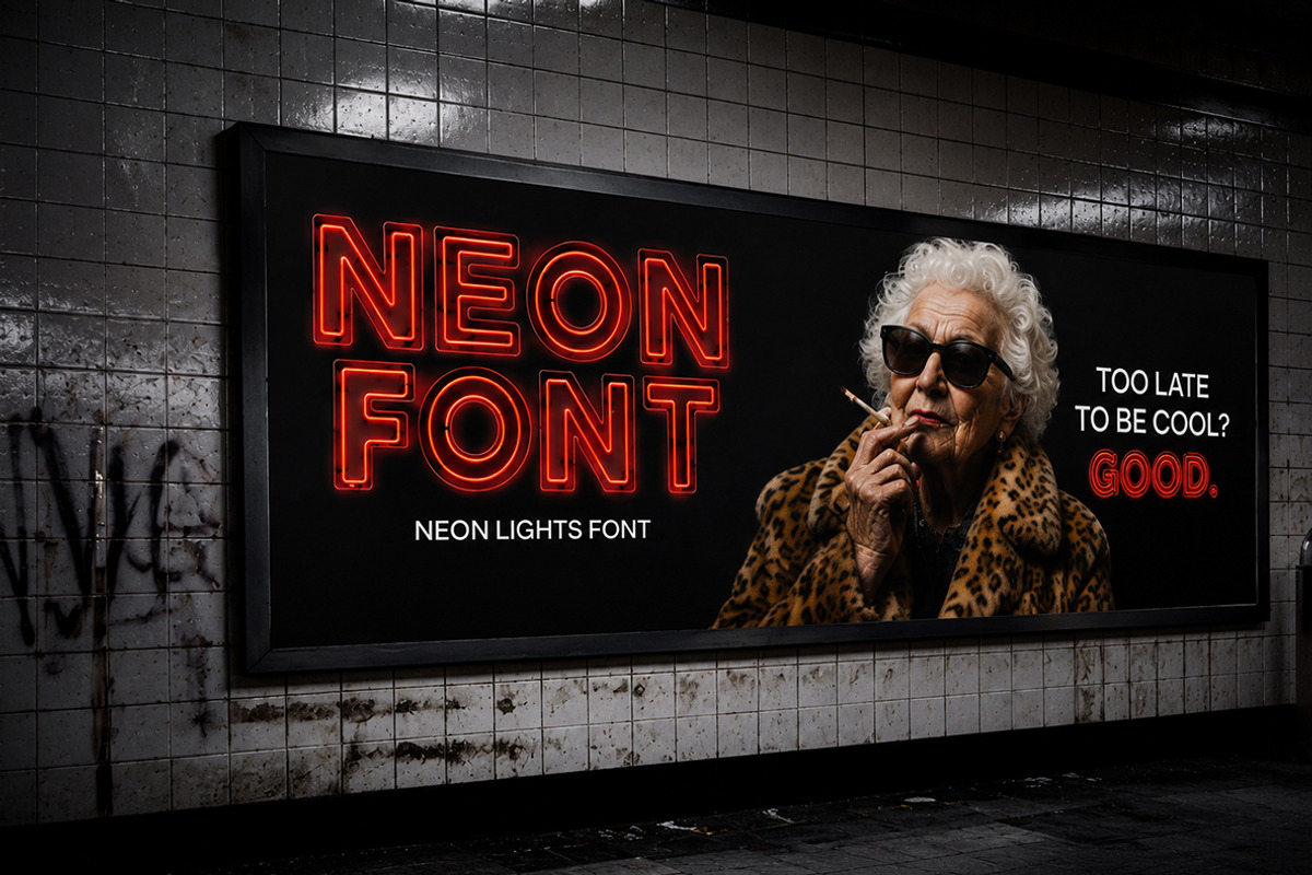 Neon Lights Font, a Sans Serif Font by Handmadefont (Photo 13 of 16)