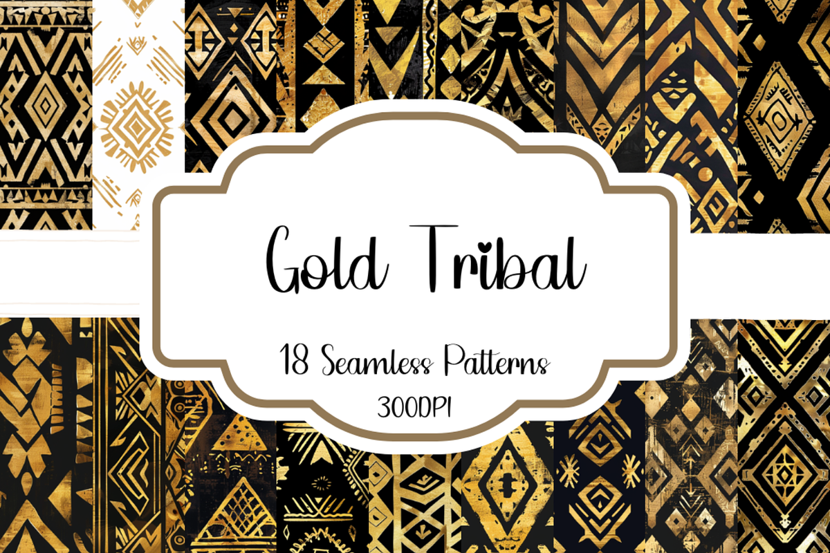 Gold Tribal Seamless Patterns, a Pattern Graphic by PrintablesByFranklyn (Photo 1 of 4)