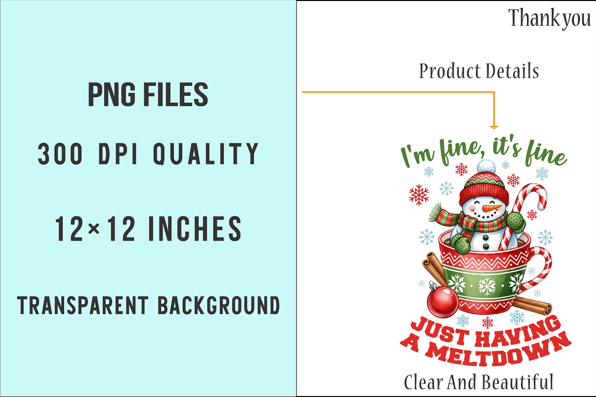 Funny Cute Snowman Christmas PNG, an Illustration by SinaCreation (Photo 6 of 7)