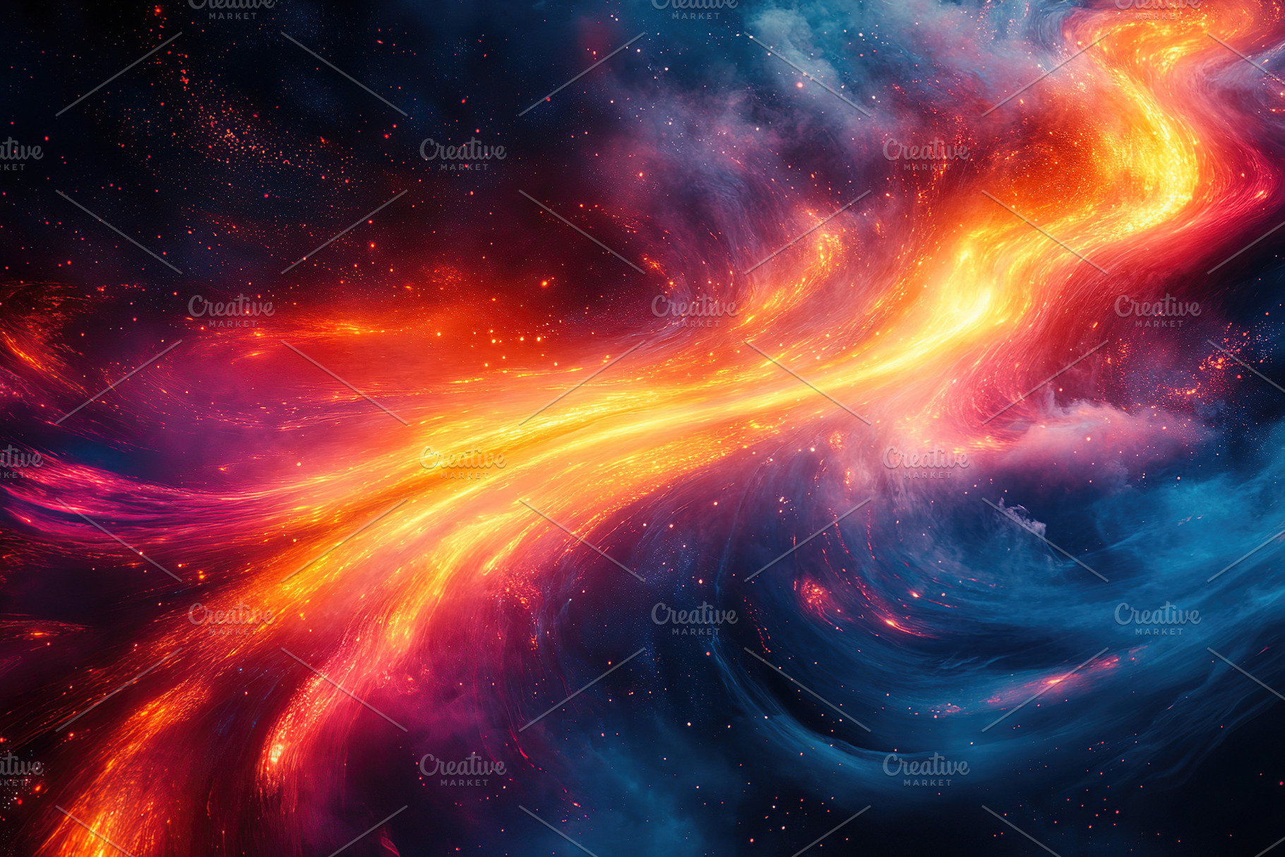 Colorful cosmic swirl in deep space with bright bursts of light, an Abstract Photo by AlyaAnd