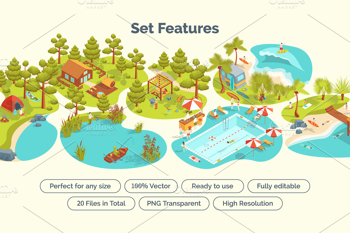 Summer Rest Set Vector, an Object Graphic by 35lab (Photo 4 of 6)