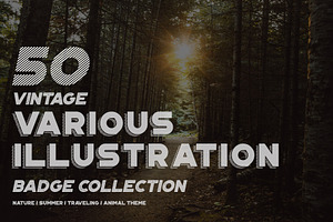 50 Vintage Illustration Badge
