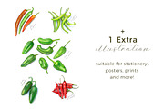 Hot Chili Peppers | 5 Cliparts, a Food Illustration by Miriam Figueras (Thumbnail 4 of 4)