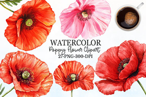 Corn Poppy Flower Bloom Clipart, an Illustration by Rose Art