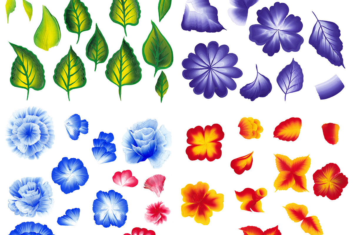 150 One stroke flowers style., a Decorative Illustration by redstudio (Photo 7 of 7)