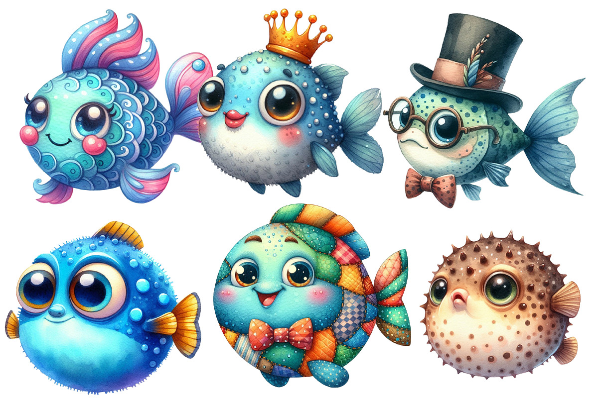Quirky Whimsical Fishes Clipart, an Illustration by Designworld (Photo 2 of 4)