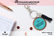 Wood Round Keychain PSD Mockup Ring, a Product Mockup by InkCloudDesign (Thumbnail 1 of 3)