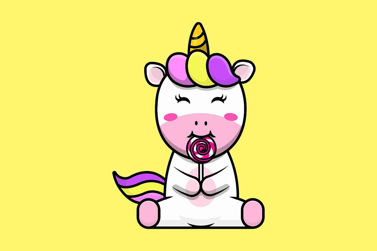 Unicorn With Food Cartoon Vector, a Food Illustration by Artstorystudio (Photo 5 of 6)