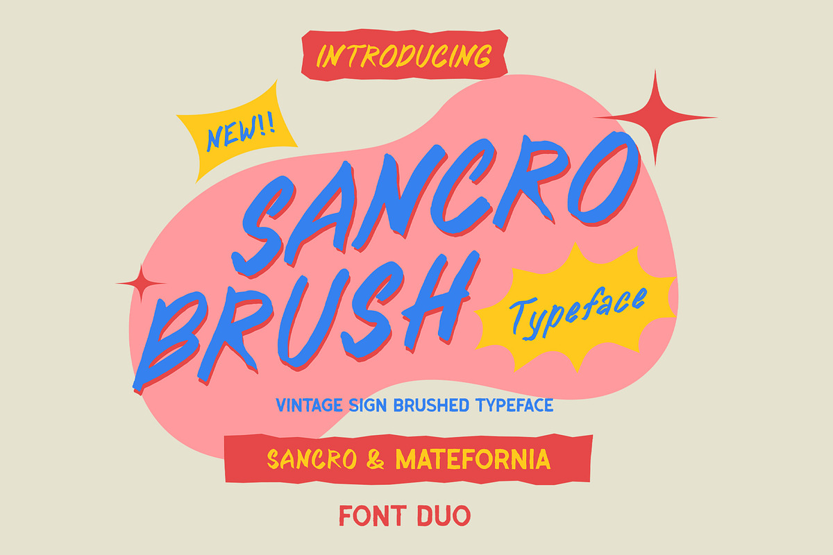SANCRO BRUSH TYPEFACE - FONT DUO, a Font by Skewed Studio (Photo 1 of 6)