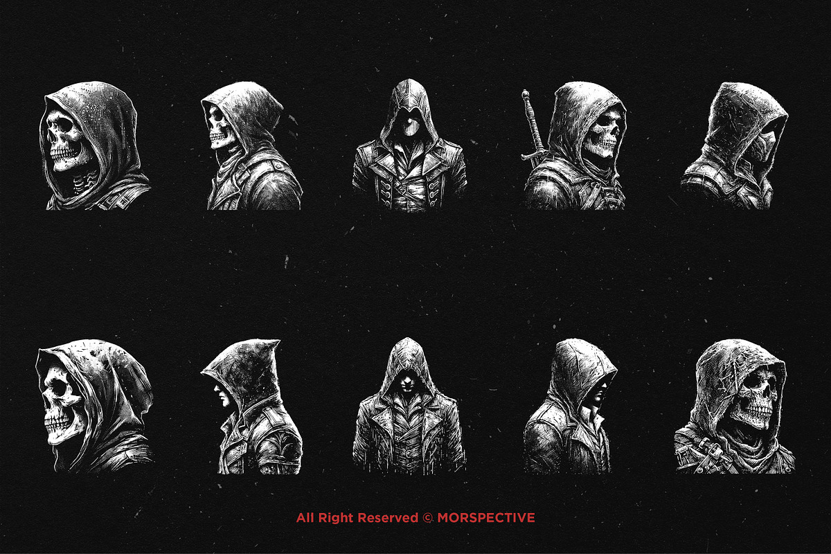 10 Bundle Dark Art Assassins Killer, an Illustration by Morspective (Photo 6 of 7)
