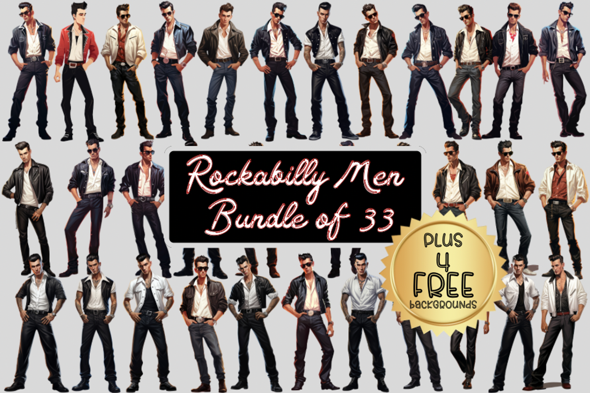 Rockabilly Men Bundle of 33, a Graphic by Jay Major Designs (Photo 1 of 11)