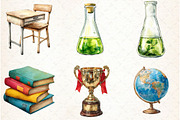 Watercolor School Clipart, Classroom, a Graphic by Libby Wishes (Thumbnail 5 of 6)