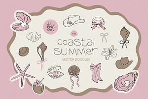 Coastal Summer Vector Doodles, a Seasonal Illustration by yabluko_draws