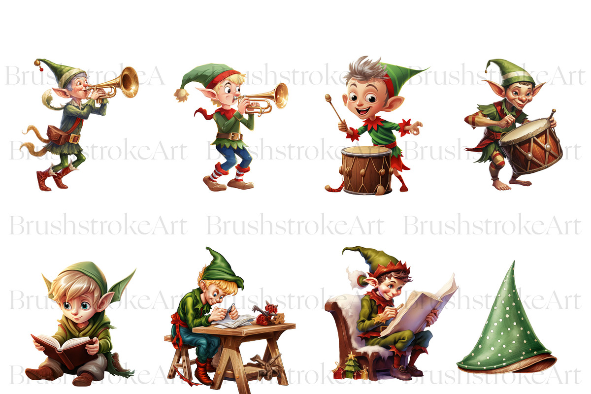 Cute Elf Clipart, Christmas Elf PNG, a Sport Illustration by BrushstrokeArtGB (Photo 3 of 9)