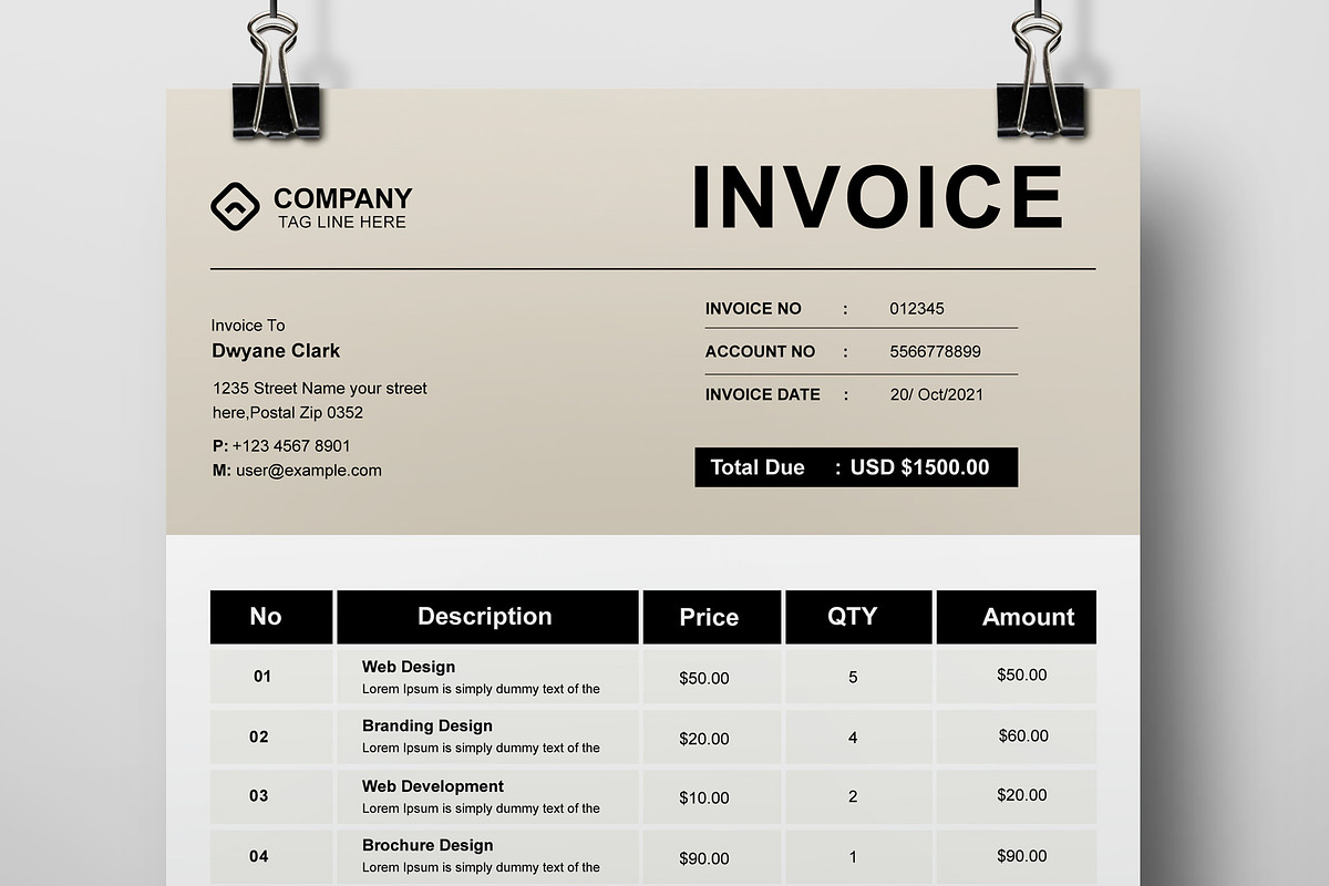 Invoice Template Layout, a Stationery Template by MightyDesign (Photo 3 of 6)