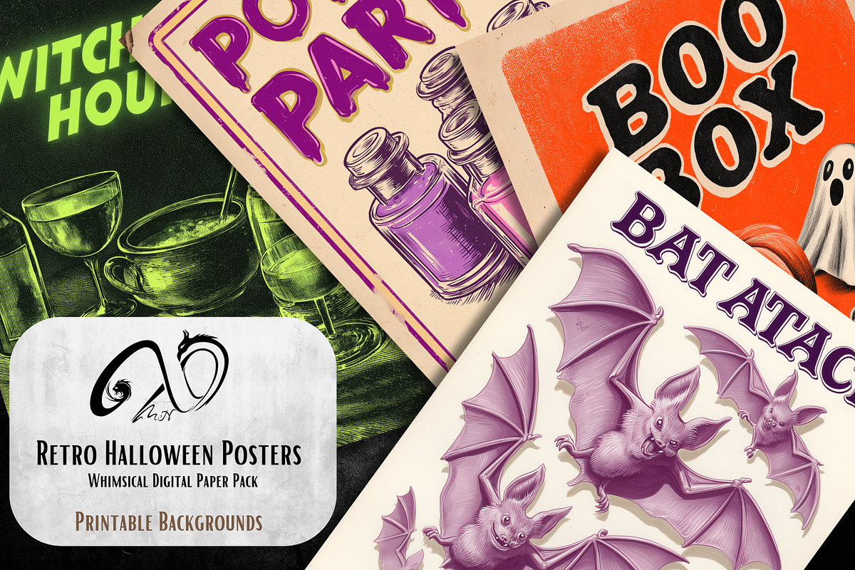 Retro Halloween Posters, a Background Graphic by NiiiNArt (Photo 4 of 9)