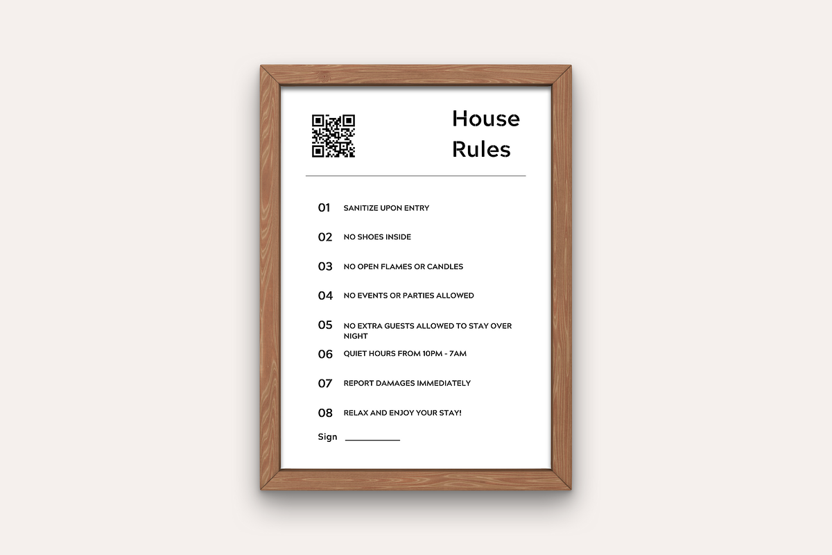 Printable Airbnb House Rules Sign Template | Creative Market for Printable Airbnb House Rules Template Free