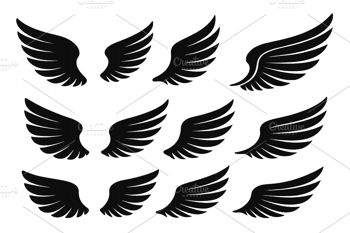 Various black wing designs arranged, an Illustration by ZinetroN