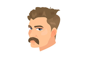 Mustached Guy Icon. Colored Vector