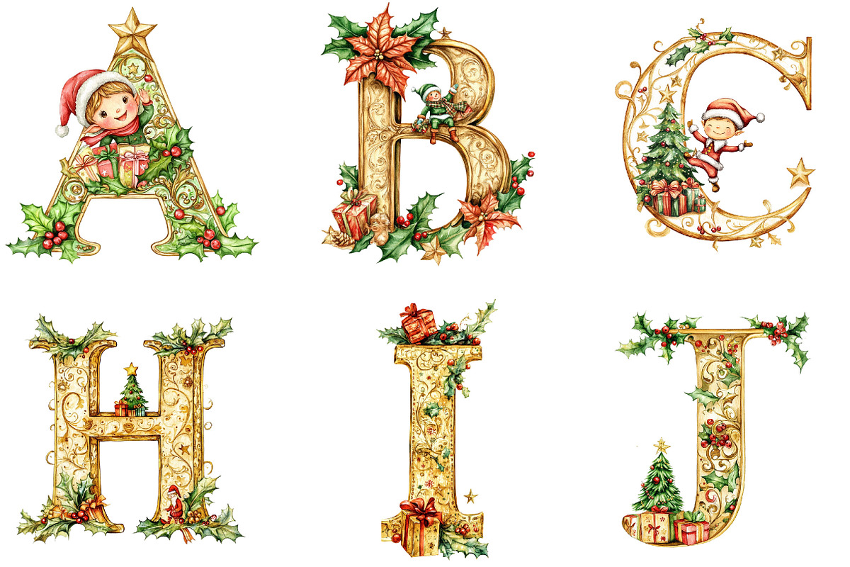 Christmas Alphabet PNG, a Seasonal Illustration by Designking (Photo 2 of 4)