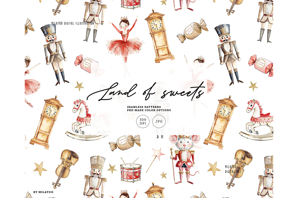 Nutcracker land of sweets pattern, a Pattern Graphic by Milatoo (Photo 1 of 4)