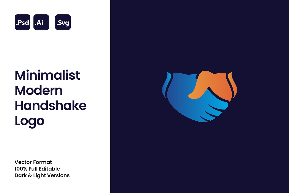 Minimalist Modern Handshake Logo, a Branding & Logo Template by Luxury Logos (Photo 1 of 4)