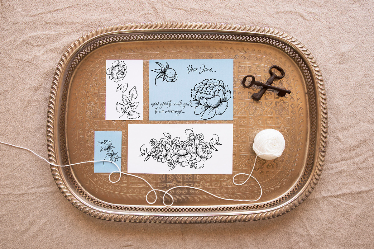Vintage Flowers Procreate Stamps, a Brush Add-On by Dervik Art Store