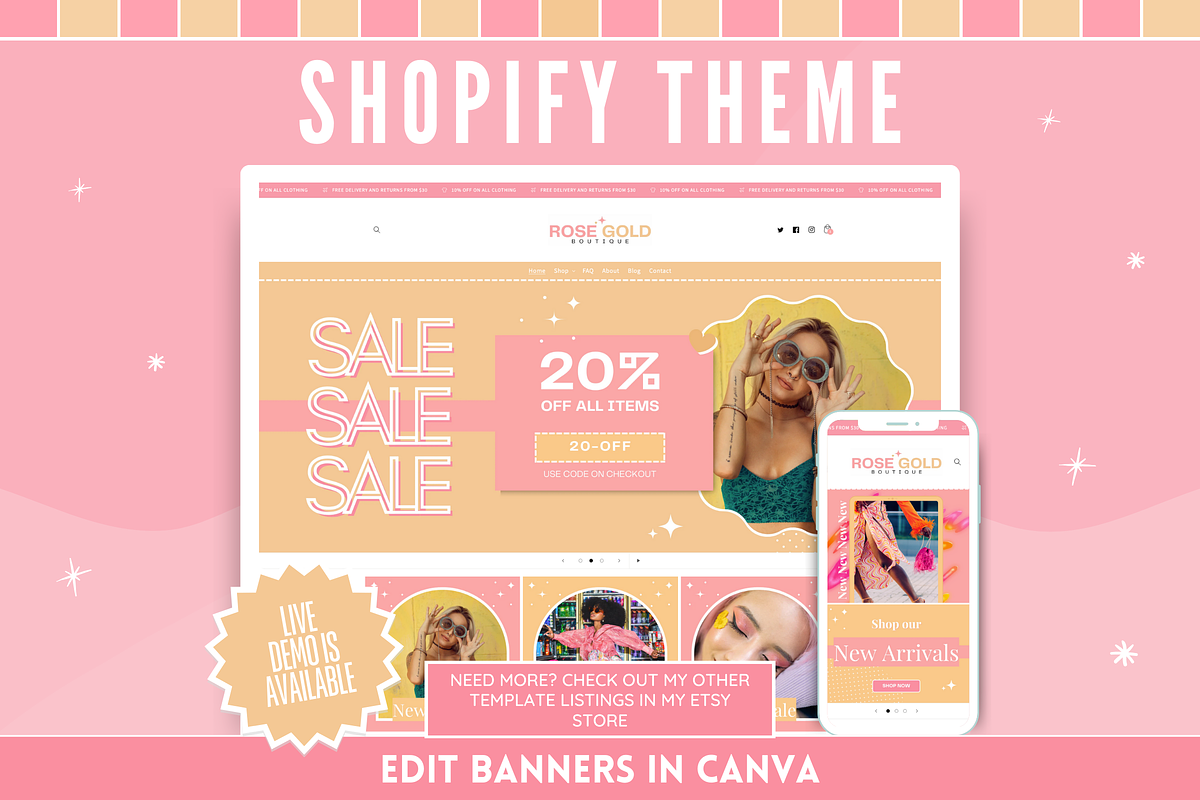 Cute Rose Gold Shop Banner Templates, a Shopify Template by SunshineStudioBoutique (Photo 9 of 9)