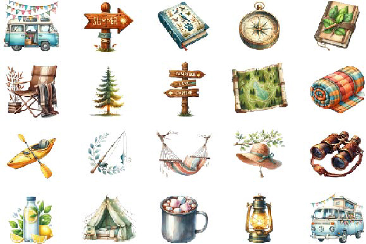 Summer Camping Clipart, an Illustration by Designking (Photo 2 of 4)