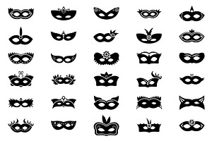 60 Face Mask Flat Vector Icons