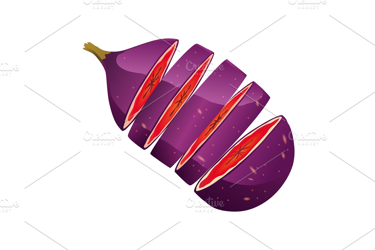 Fig Fruit Cut with Thin Skin and, a Food Illustration by the8monkey
