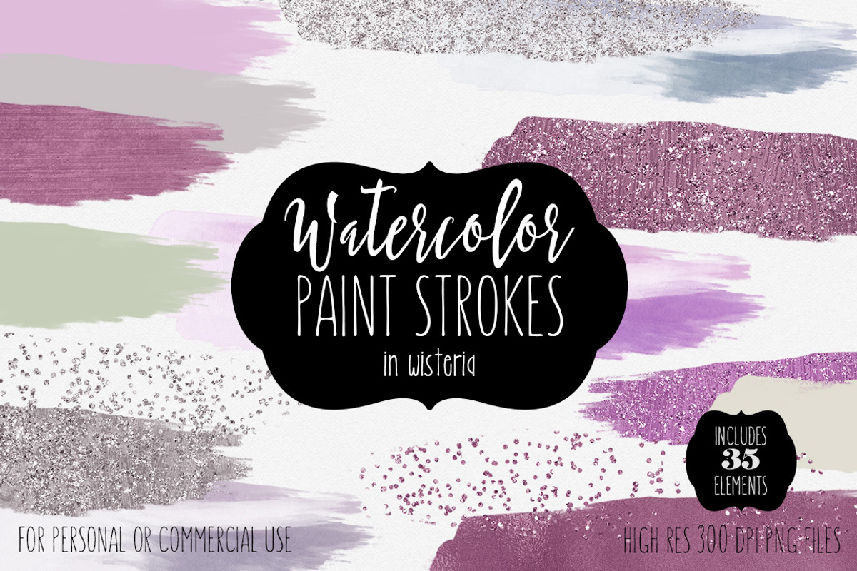 Watercolor Paint Strokes in Wisteria, a Texture Graphic by ClipartBrat Graphics (Photo 1 of 2)