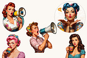 Pop Art Pin Up Girls Clipart Bundle, a Person Illustration by BusyDaydesign (Thumbnail 4 of 9)