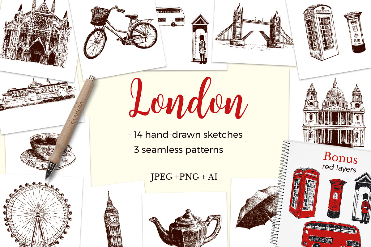 Set of London sketches, a Decorative Illustration by Everilda (Photo 1 of 7)