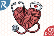 Faux Yarn Nurse Heart Stethoscope, an Illustration by RobertsArt (Thumbnail 1 of 4)