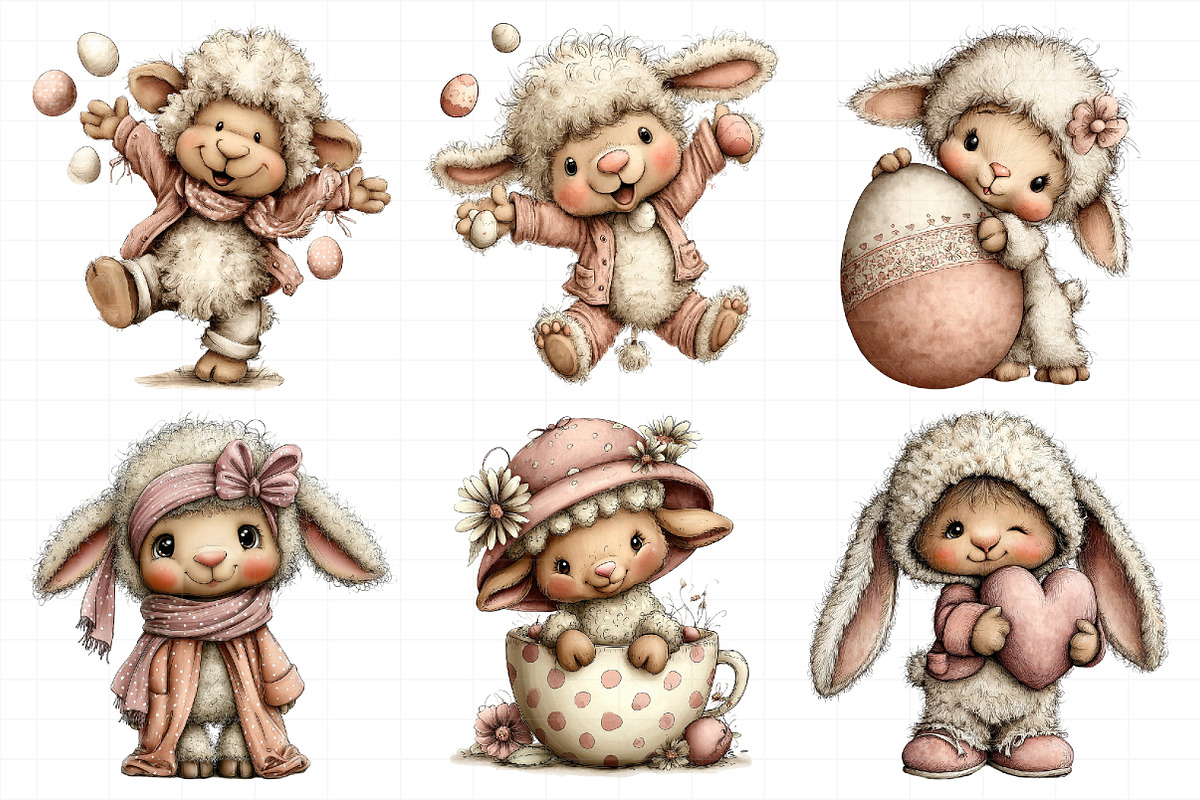 Whimsical Easter Sheep Clipart, an Illustration by Daily.Designs (Photo 4 of 8)