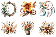 Watercolor Lily Flower Boho Clipart, an Illustration by DreamArtGraphic (Thumbnail 3 of 5)