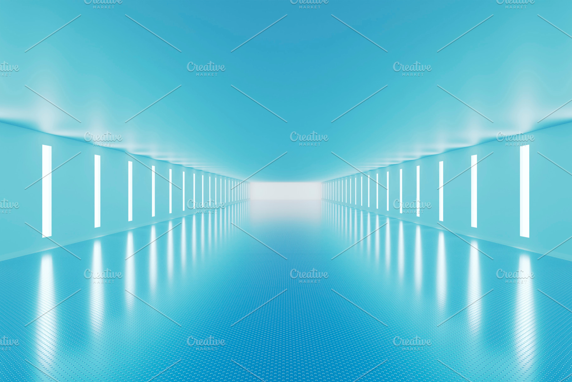 Futuristic blue corridor with glowing wall light panels view, a Background Photo by RF Images
