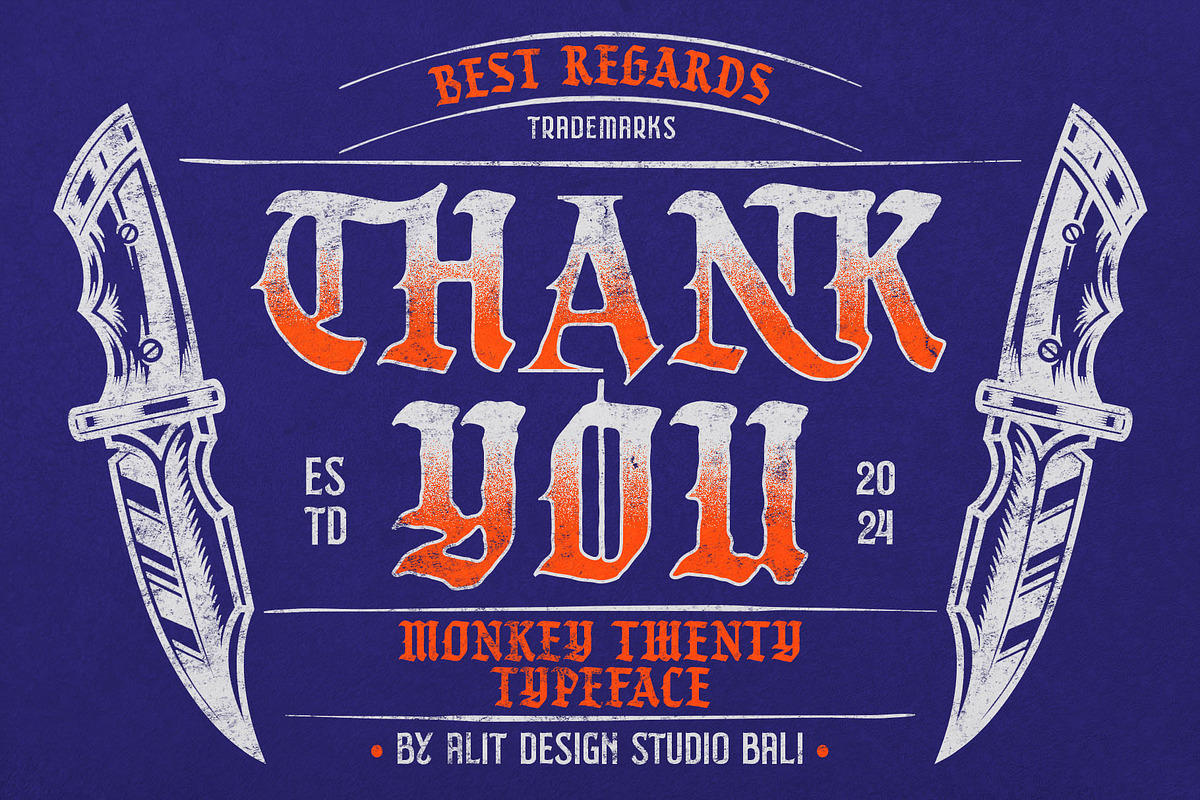 Monkeys Twenty Blackletter, a Blackletter Font by alit design (Photo 17 of 17)