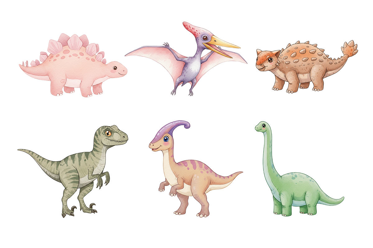 Watercolor Dinosaurs Clipart, an Animal Illustration by BerryPieArt (Photo 4 of 4)