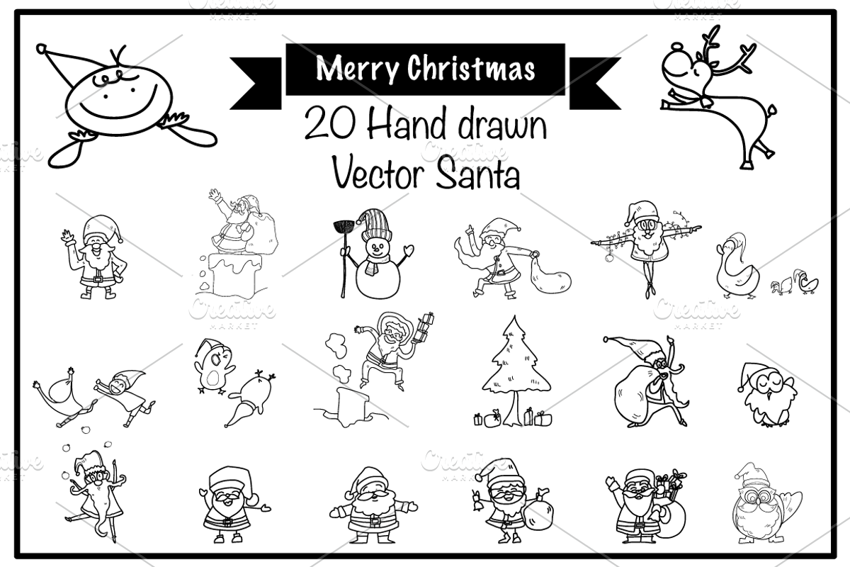 Hand drawn funny Christmas character, a Seasonal Illustration by Atthameeni (Photo 1 of 4)