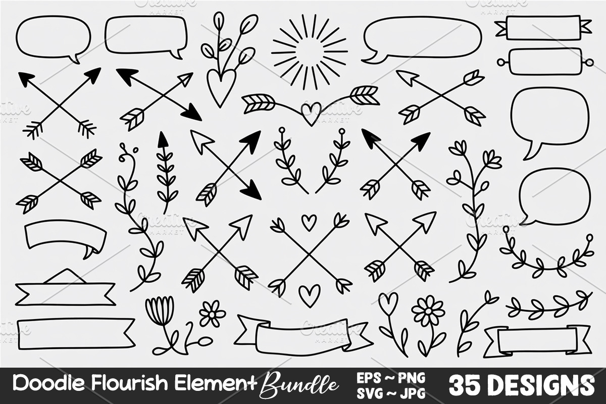 Doodle Flourish Element SVG Bundle, an Icon by Actual Pixel (Photo 1 of 2)