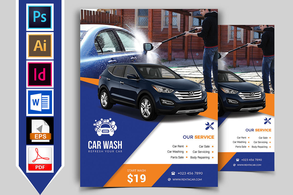 10 Car Wash Flyers Bundle 90% OFF, a Flyer Template by Imagine Design Studio (Photo 5 of 22)