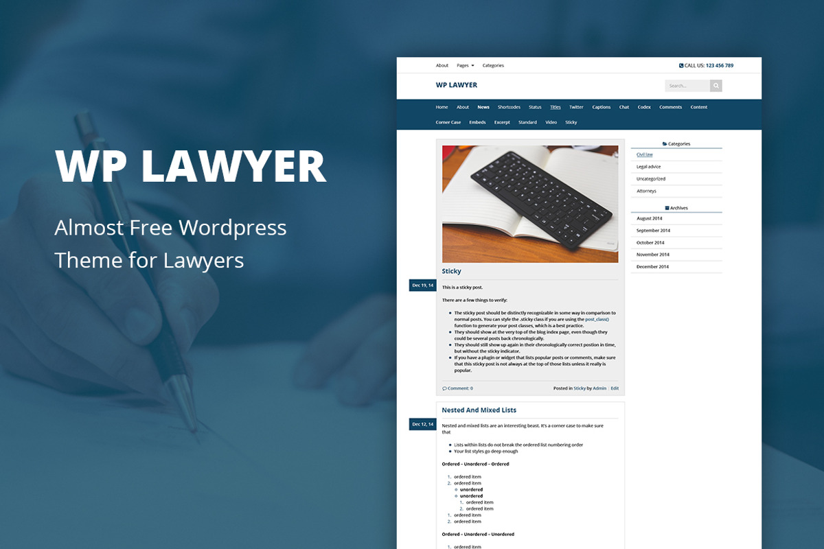 WP Lawyer - Cheap WordPress Theme, a WordPress Template by bestwebsoft (Photo 1 of 2)