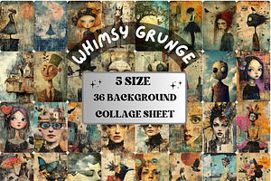 Whimsy Grunge Collage Paper Kit, a Background Graphic by GiraffeCreative