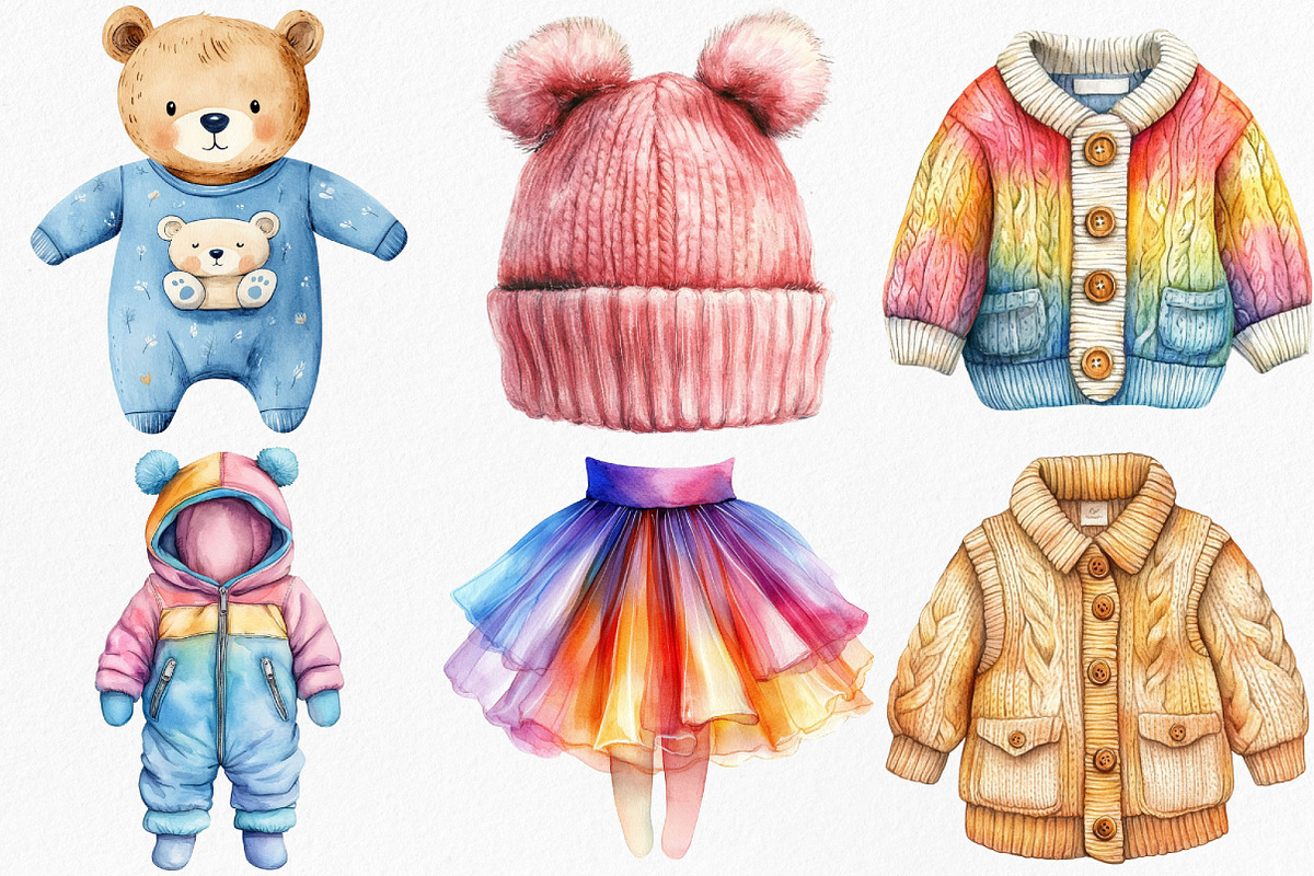 Watercolor Baby Clothes Clipart, an Illustration by Canvas Craft (Photo 2 of 8)
