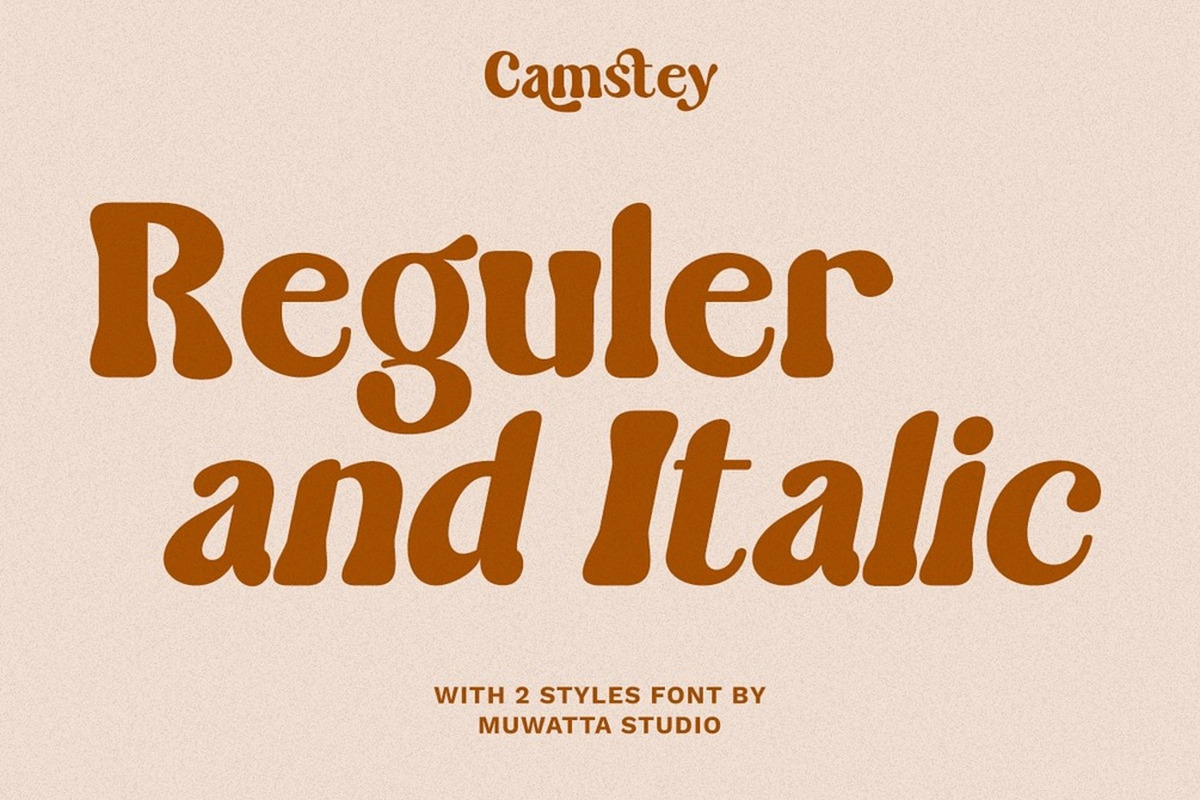 Camstey – Groovy Display, a Script Font by Muwatta Studio (Photo 2 of 8)