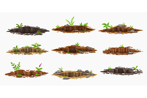 Ground holes, deep dirty pits, an Object Illustration by Vector Tradition
