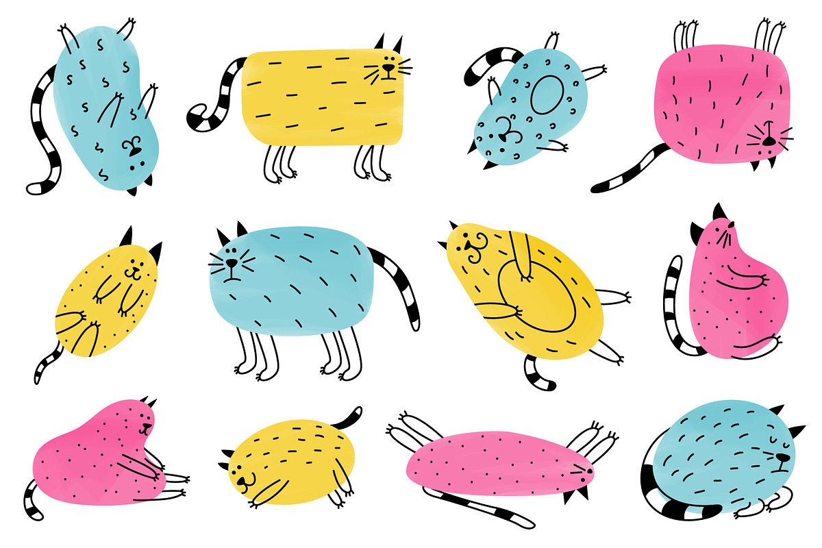 Abstract CATS Cliparts, an Animal Illustration by Panna Limon Store (Photo 3 of 8)